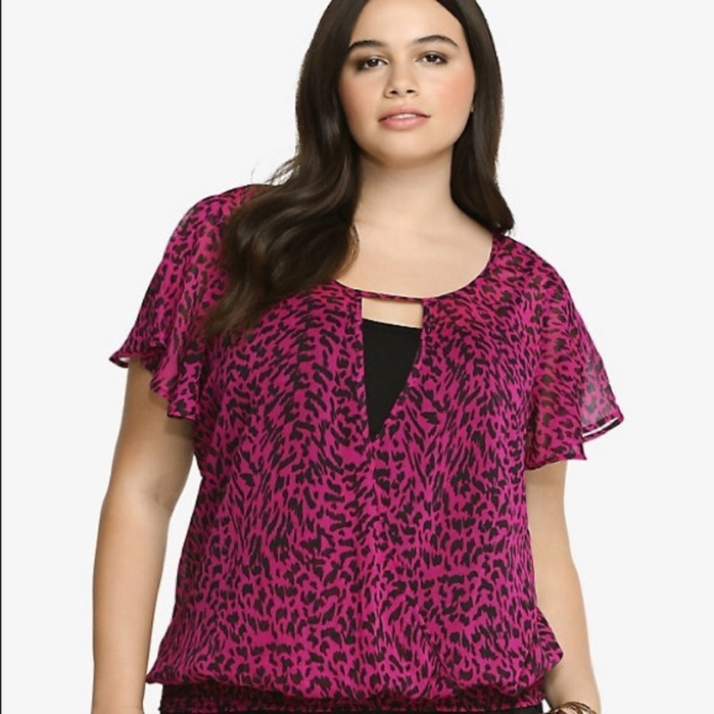 Torrid Purple Animal Print Blouse